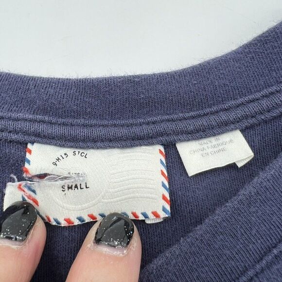 Anthropologie Postage Stamp Blue floral top size small - Picture 2 of 3